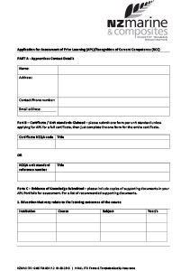 Assessment of Prior Learning form